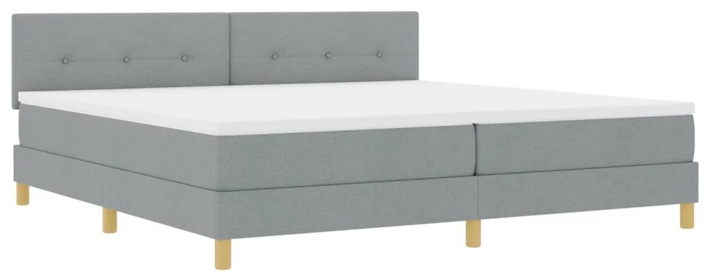Box Spring Ágy Matraccal Világosszürke 200x200 cm Szövet