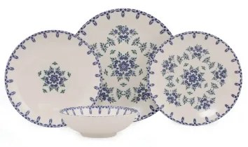 24 darabos porcelán étkészlet, fehér/kék