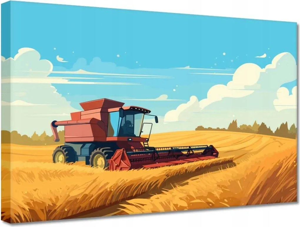 Vászonkép 30x20 Kombájn a gabona kaszálása közben