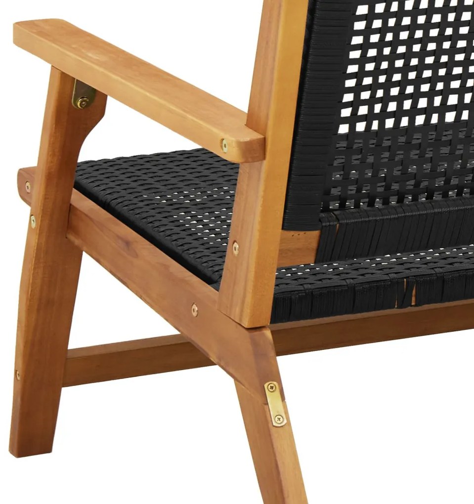 Kerti pad Fekete 122x76x73,5 cm Tömör akácfából