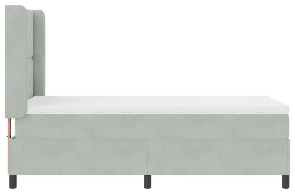 Boxspring Ágy Mattal és LED Fénnyel Szürke 90x190 cm Bársony