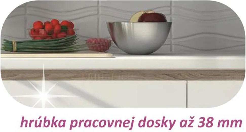 Alsószekrény, fehér magas fényű HG, LINE D803