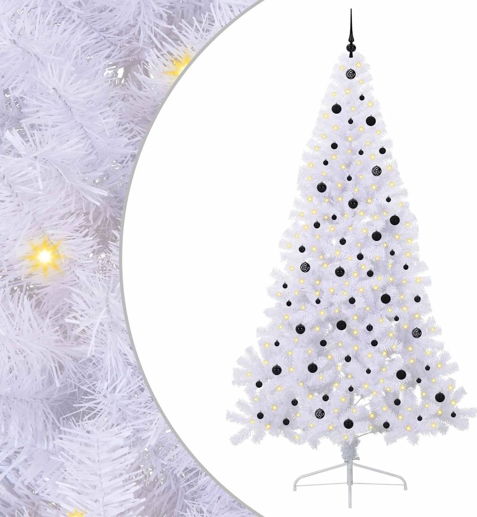 vidaXL Mű karácsonyfa 300 LED-del állvánnyal Fehér 240 cm PVC és Acél