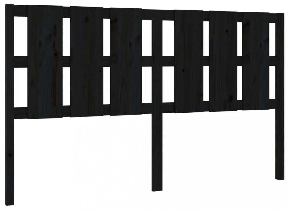 fekete tömör fenyőfa ágyfejtámla 165,5 x 4 x 100 cm