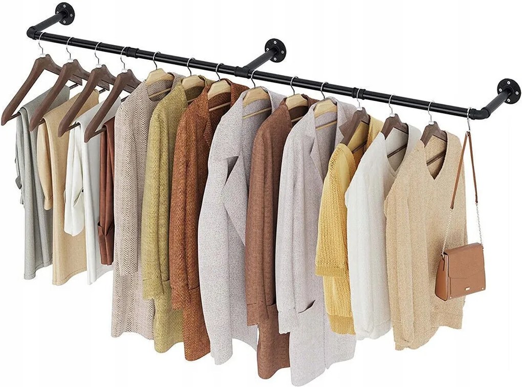 Ruhaakasztó Rúd Falra Szerelhető Szilárd 180CM