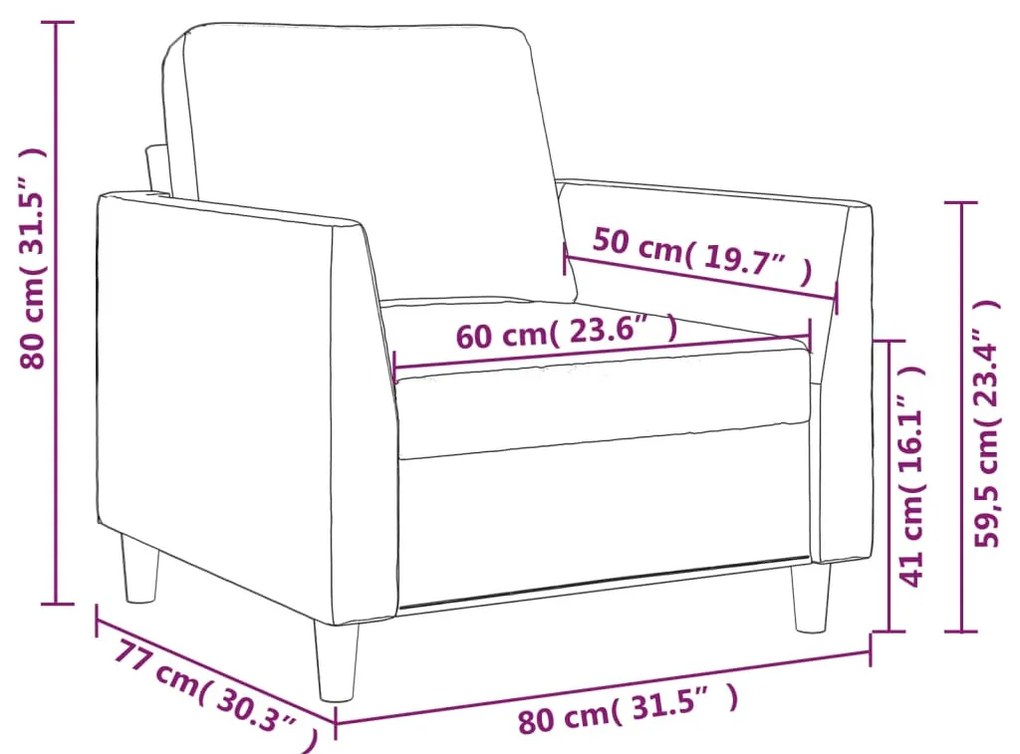 fekete műbőr kanapéfotel 60 cm
