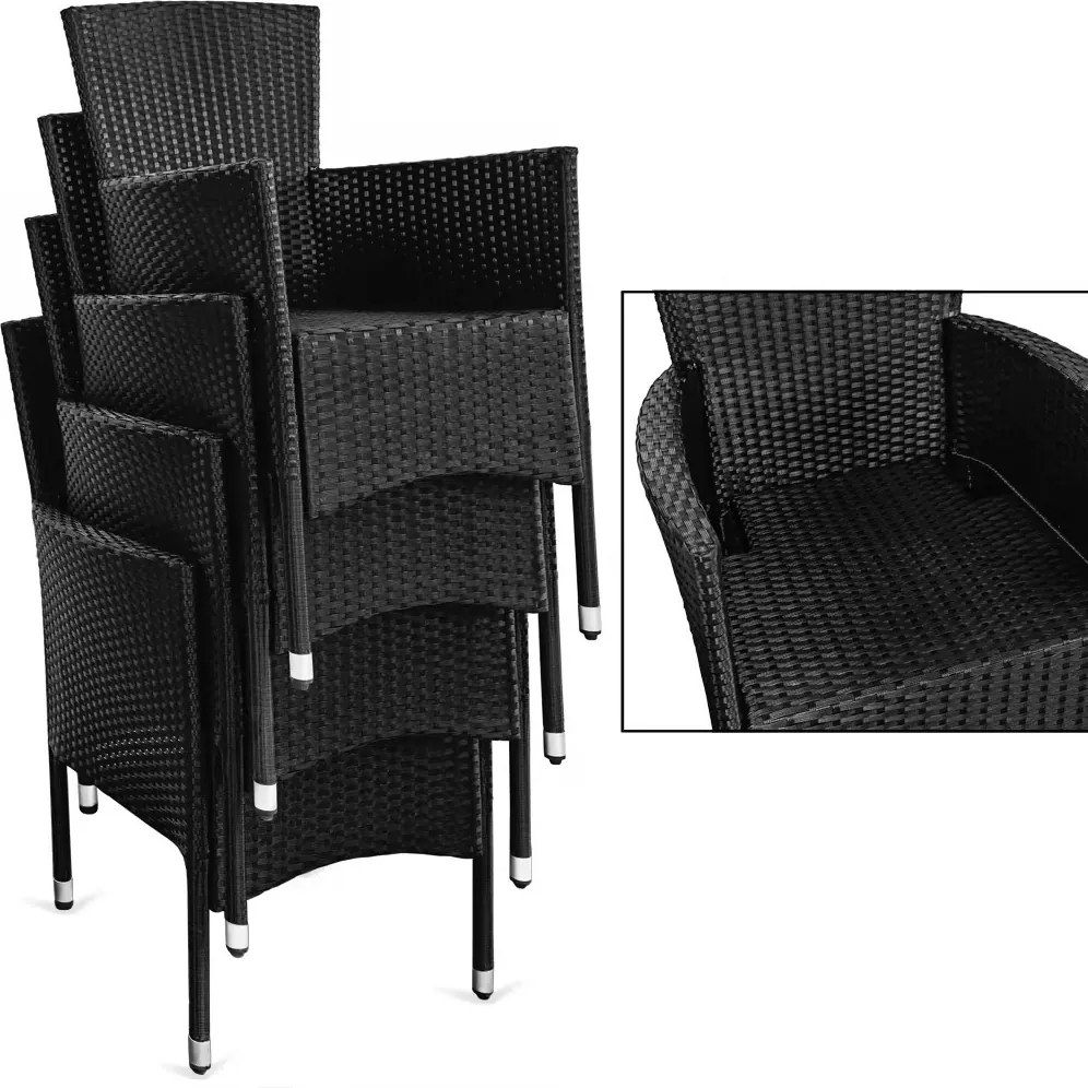 Deuba Rattan fotel 3 db - fekete