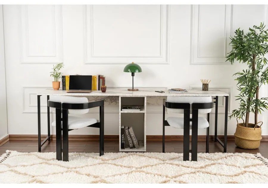 Íróasztal Twin Study Desk - Freesia Marble, Fekete