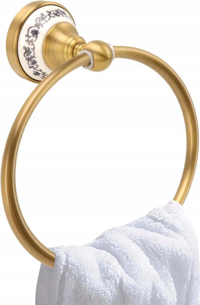 Antik stílusú kerek sárgaréz fali törölközőtartó