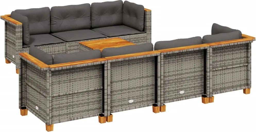 vidaXL 8 részes szürke polyrattan kerti ülőgarnitúra párnákkal