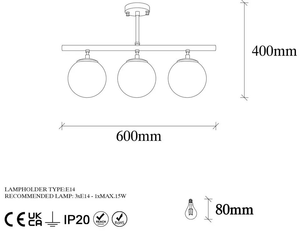 Bronzszínű mennyezeti lámpa üveg búrával ø 15 cm Atmaca – Opviq lights