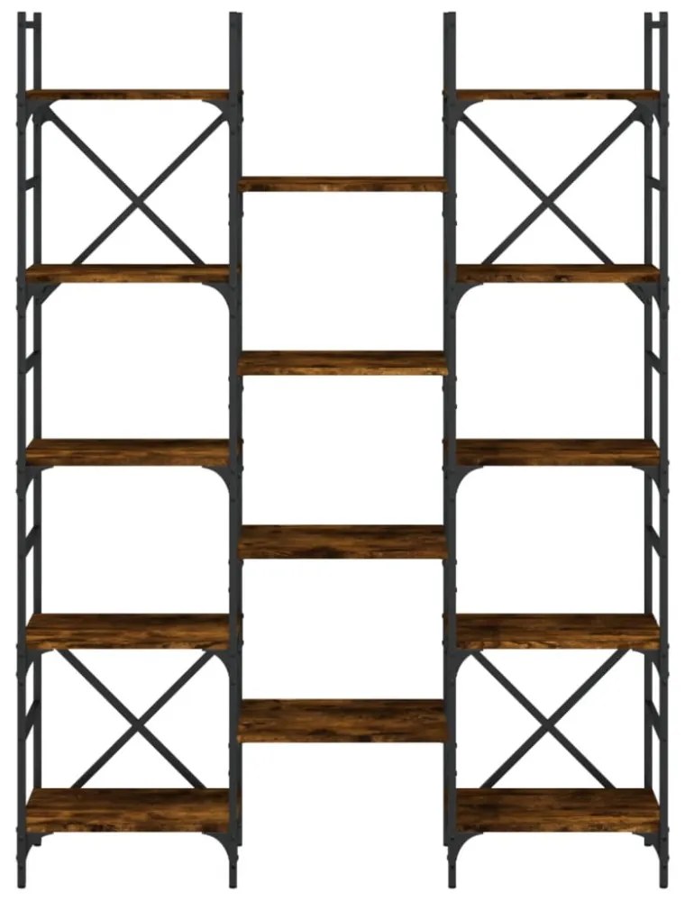 füstös tölgy színű szerelt fa könyvespolc 127,5x28,5x172,5 cm