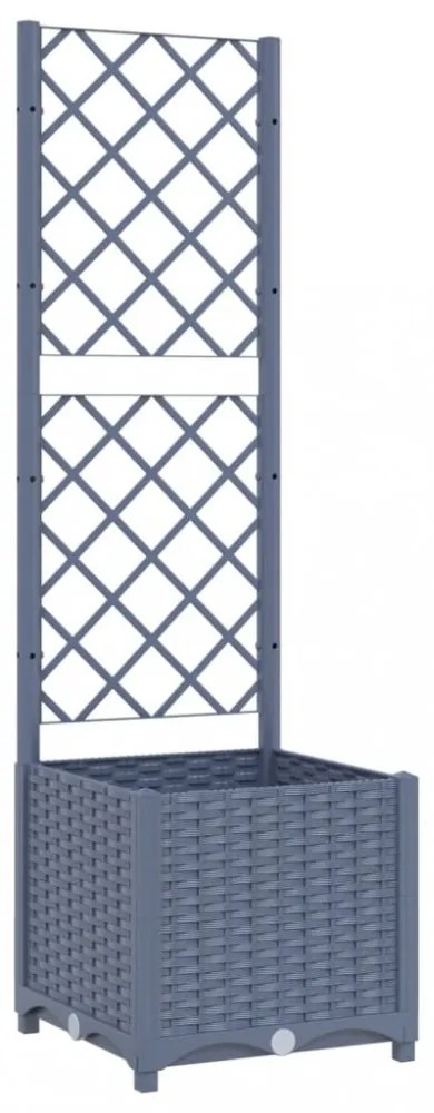 sötétszürke PP rácsos kerti ültetőláda 40x40x136 cm