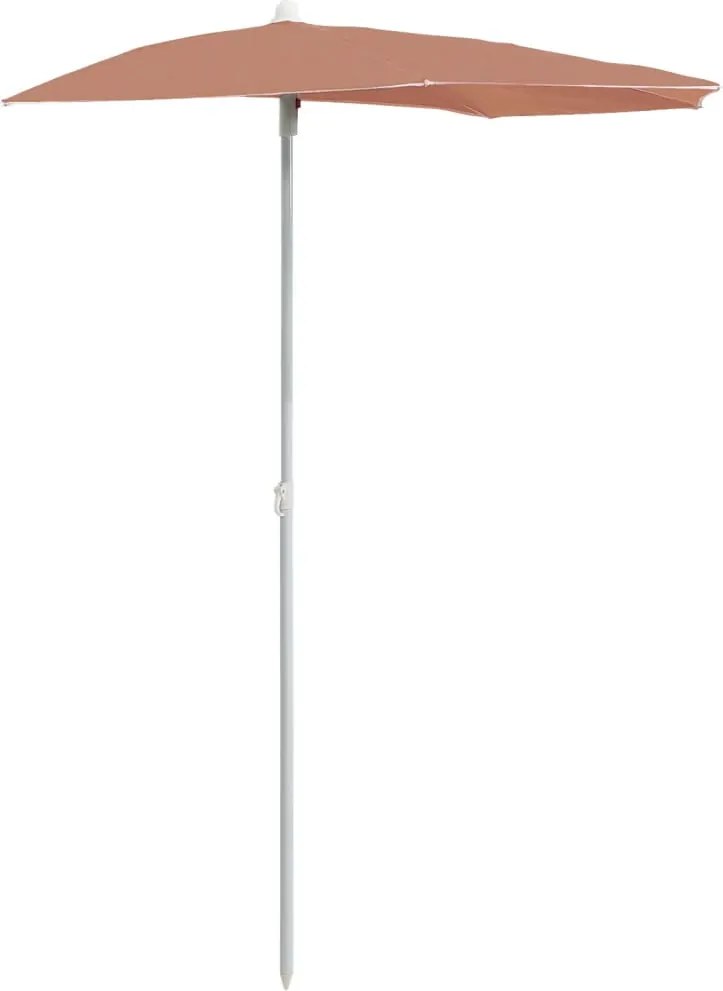 vidaXL terrakotta félköríves napernyő rúddal 180 x 90 cm