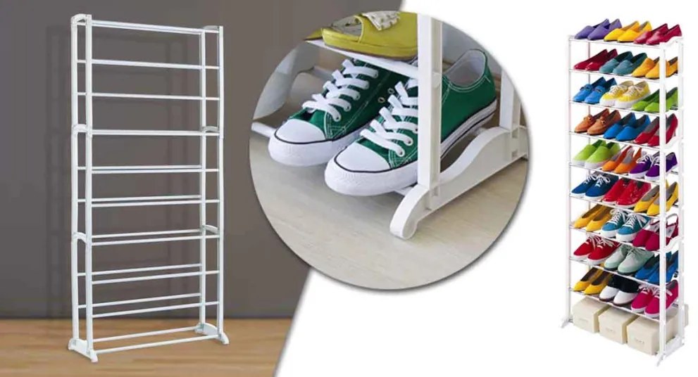 10 soros cipőtároló - fehér