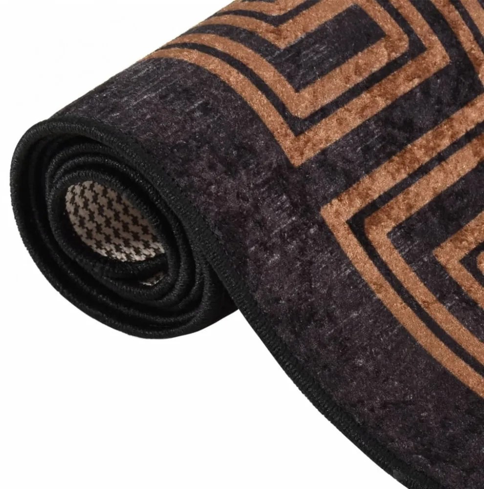 fekete és arany csúszásmentes mosható szőnyeg 80 x 300 cm