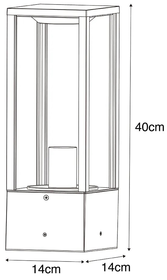 Okos kültéri állólámpa fekete, bordázott üveggel 40 cm, WiFi A60-nal - Charlois