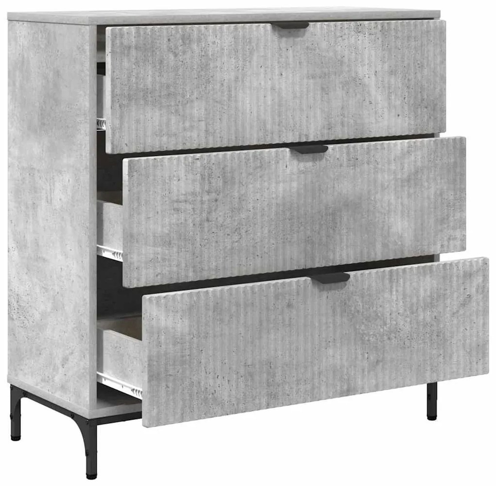 Széf fiókkal Beton szürke 79.5 x 33 x 82 cm Faanyag