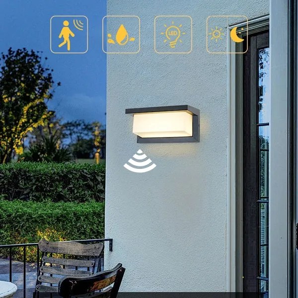 Brilagi-LED Kültéri fali lámpa érzékelővel BRICKY LED/12W/230V antracit IP54