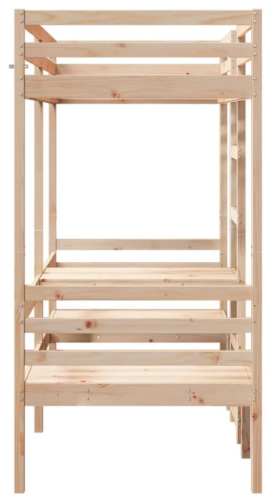 tömör fenyő galériaágy-keret asztallal és székekkel 90 x 175 cm