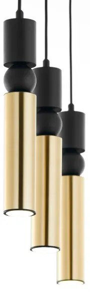 Jupiter 2007 - Csillár zsinóron ALAS 3xGU10/10W/230V arany/fekete