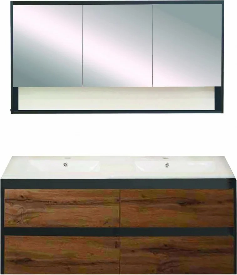 Porto 120 komplett fürdőszoba bútor antracit-country tölgy színben