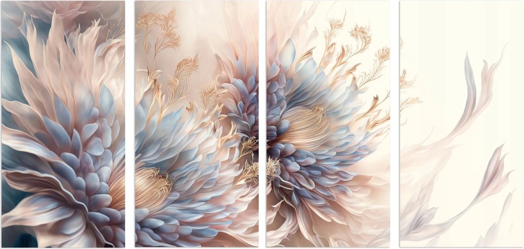 Nagyméretű vászonkép a nappaliba Fali dekoráció Pasztell virágok 60x120