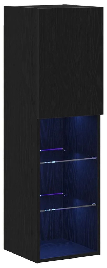 LED TV szekrény 2 db Fekete Tölgy 30,5x30x102 cm Mérnökifából