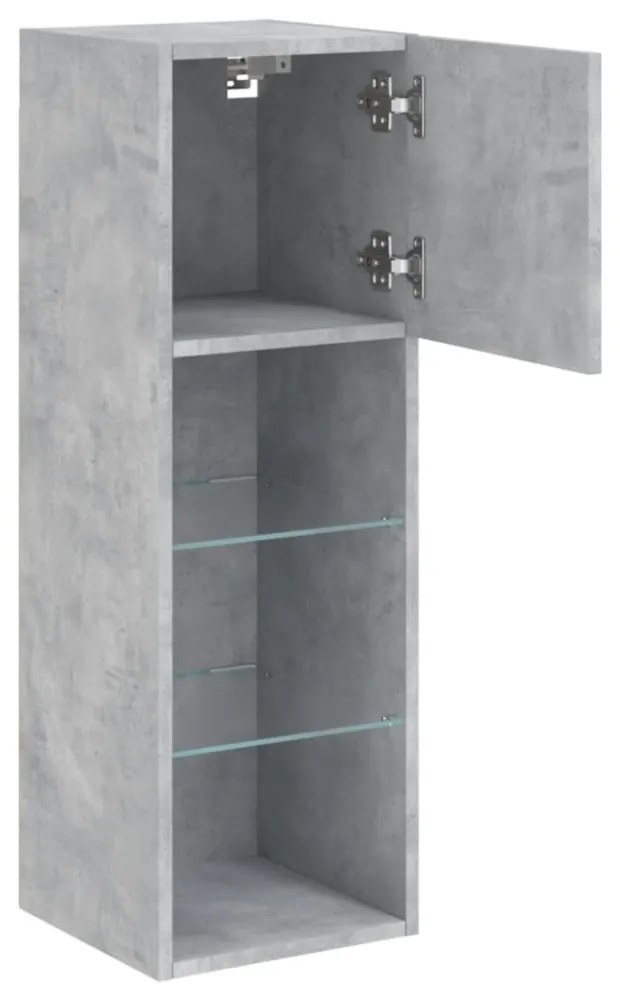 betonszürke TV-szekrény LED-lámpákkal 30,5x30x90 cm