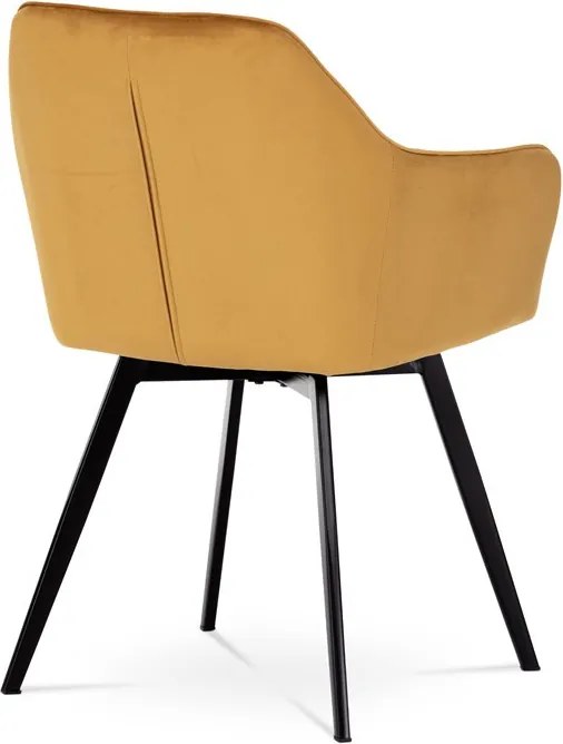 Elegáns Bársony Étkezőszék Sárga Színben Forgó Mechanizmussal. DCH-425 YEL4