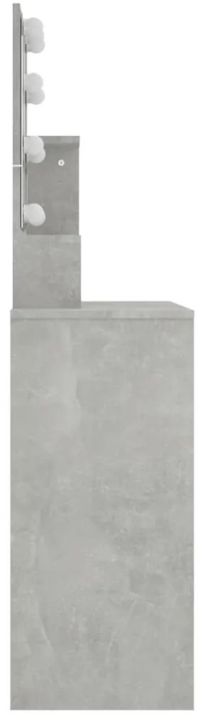 betonszürke fésülködőasztal LED-del 86,5 x 35 x 136 cm
