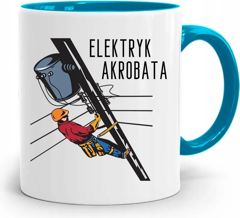 Kék Bögre Ajándék Akrobata Villanyszerelőnek, fényképes nyomtatással