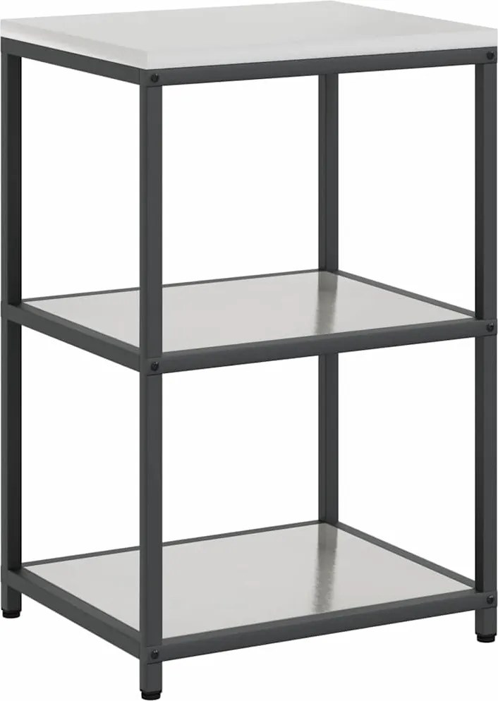vidaXL Konyhai Tárolás polcokkal tárolóval Ezüst 60 x 50 x 92 cm Acél