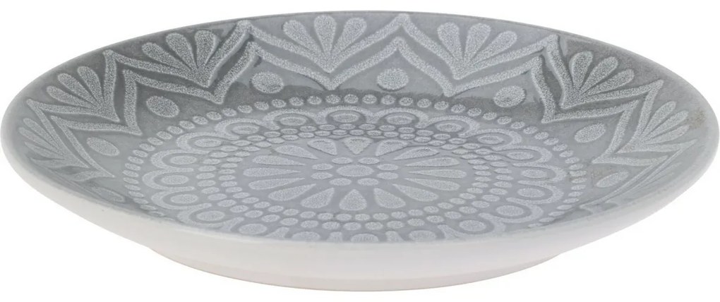 Ethnic kőagyag desszertes tányér, átmérő 20 cm, szürke