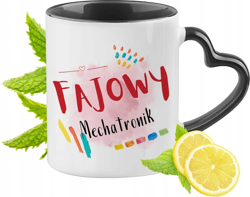 Mechatronika Bögre Fekete Szív Alakú Füllel Ajándék