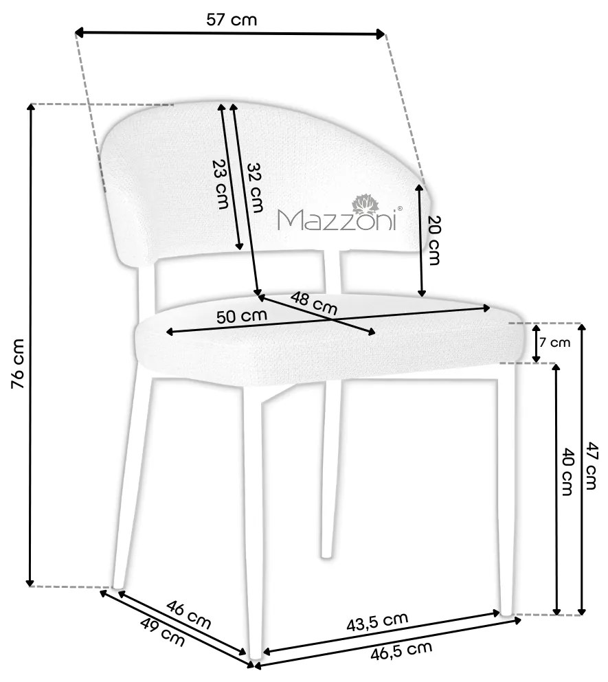 Mazzoni IRIS Antracitszürke [Sötétszürke] (Monza 130 szövet) - MODERN LOFT BOUCLÉ KÁRPITOZOTT SZÉK NAPPALIBA/ÉTKEZŐBE
