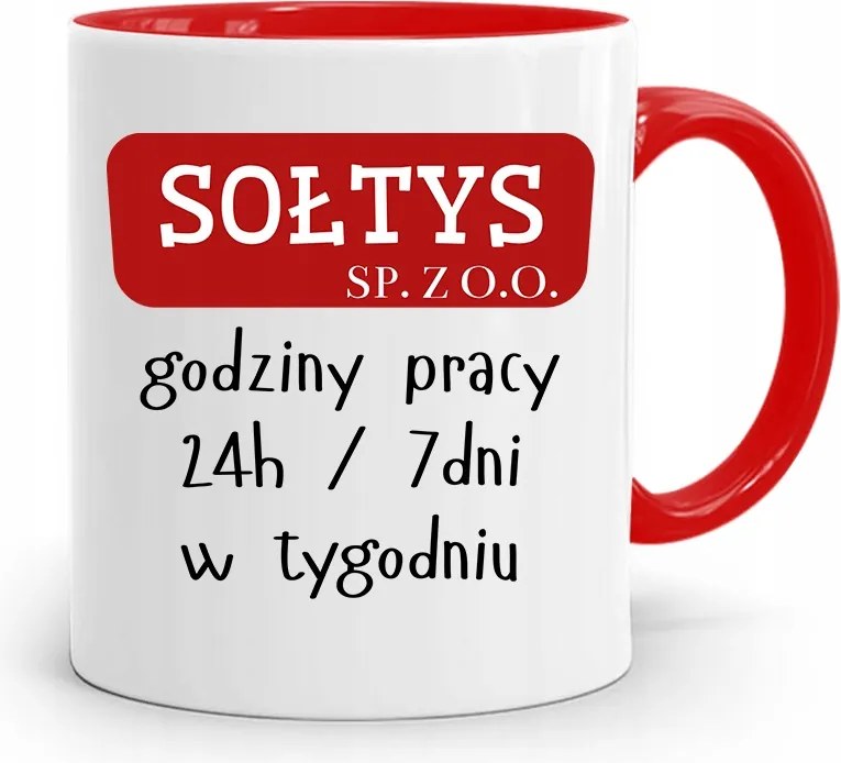 Soltys Bögre Piros Soltys Sp.z O.o nyomott mintával, fényképpel