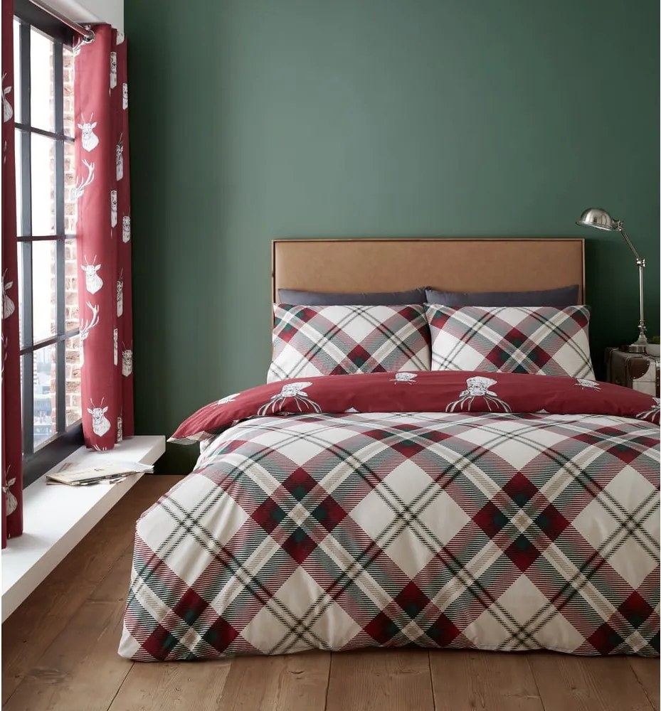 Munro Stag piros ágyneműhuzat, 135 x 200 cm - Catherine Lansfield