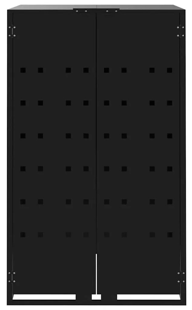fekete acél kerekes tároló 6 szemeteskukához 414 x 79 x 117 cm