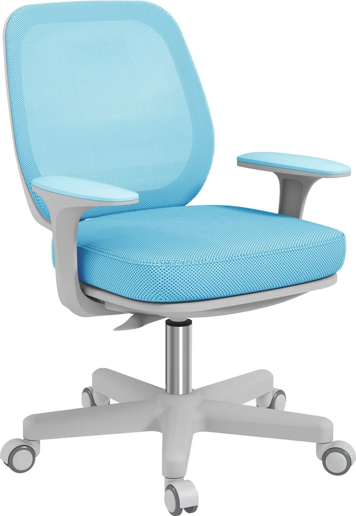 Vinsetto Ergonomikus Szék Lélegző Szövetből, 5 Kerekes, Állítható Irodai Szék, 55x48x82.5-94.5 cm, Kék | Aosom