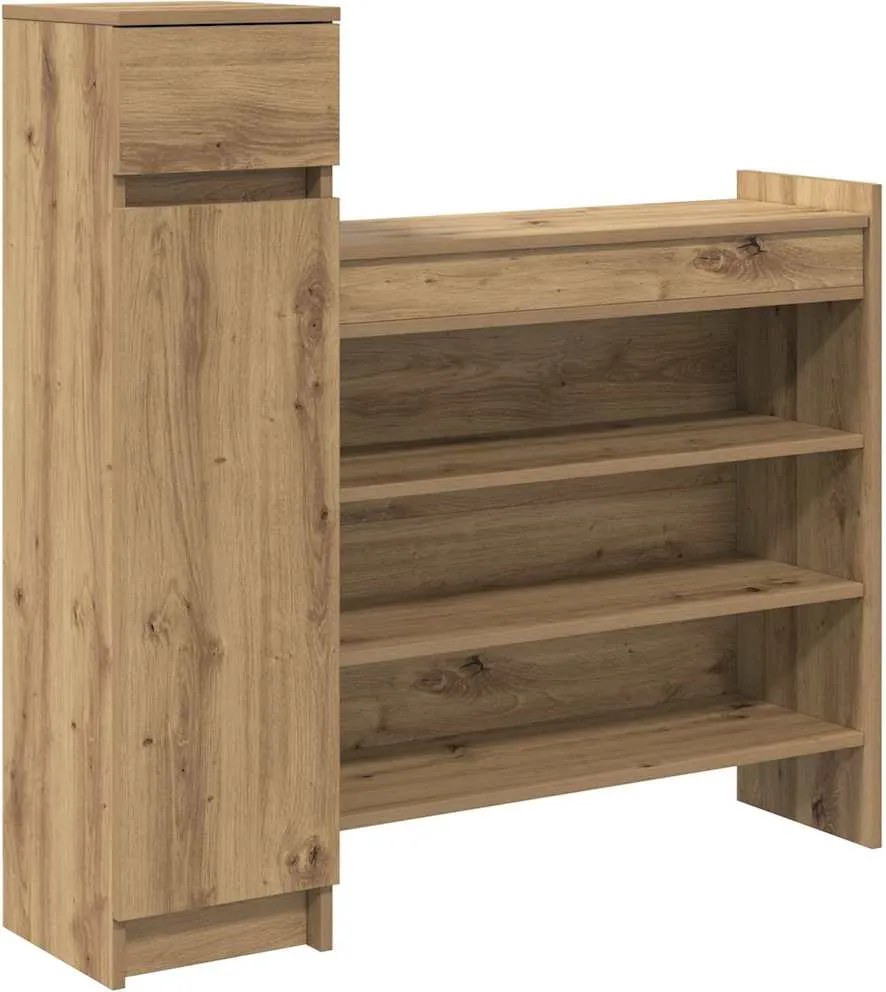 vidaXL Cipőszekrény fiókkal Artisan tölgy 100,5 x 28 x 100 cm Faanyag