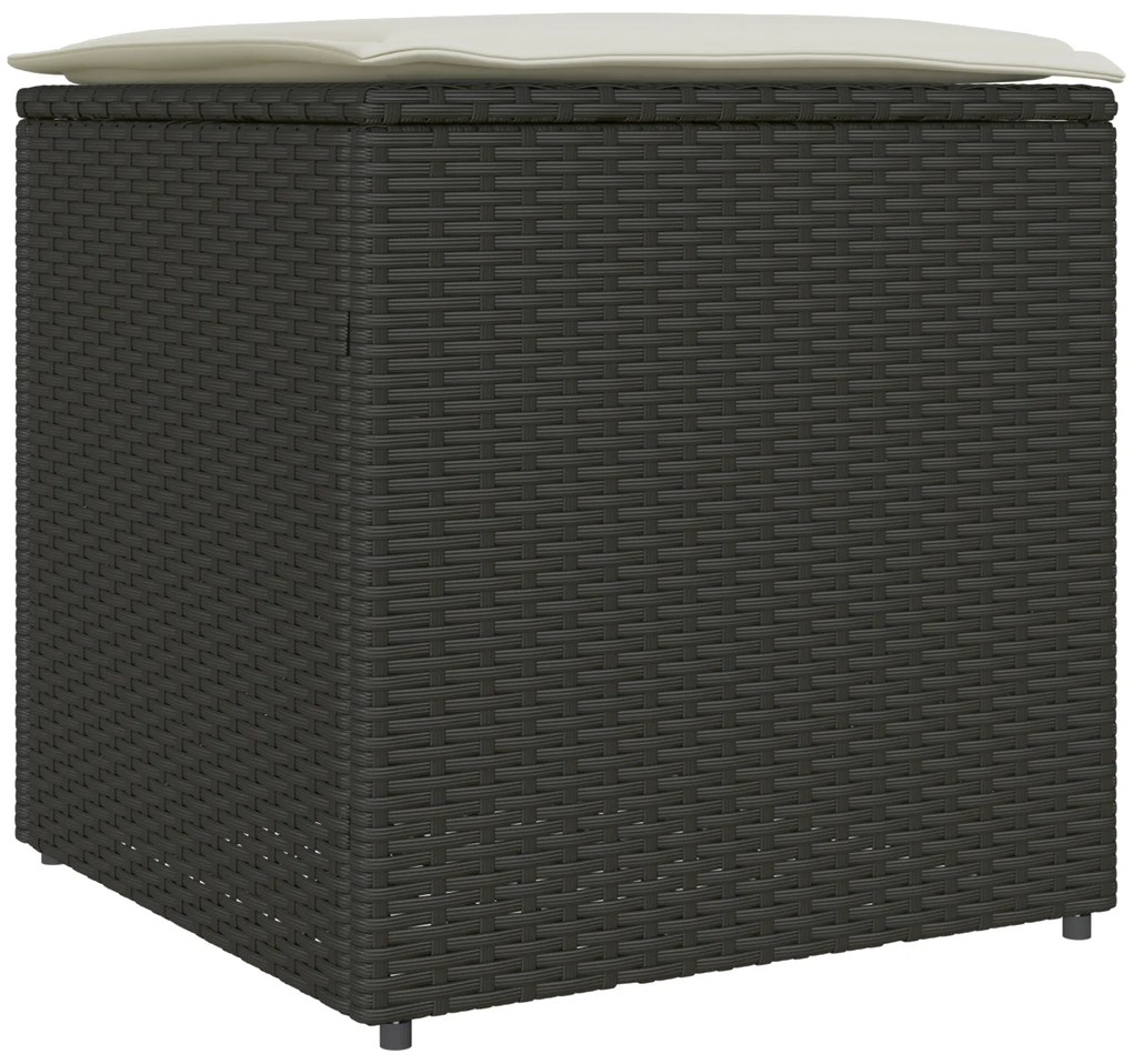 vidaXL Párna tároló doboz Fekete 50x50x50 cm Poli Rattan