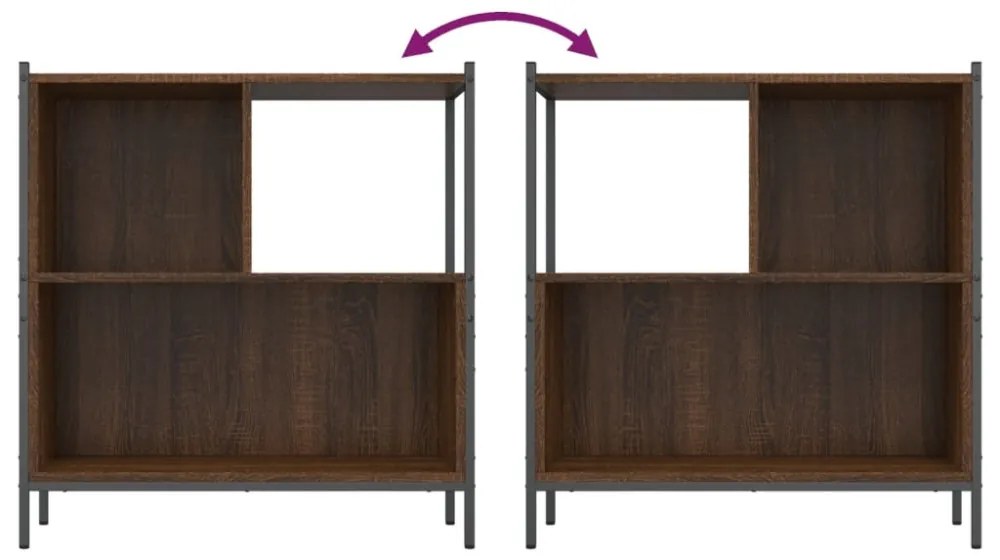 barna tölgy színű szerelt fa könyvszekrény 72 x 28 x 77,5 cm