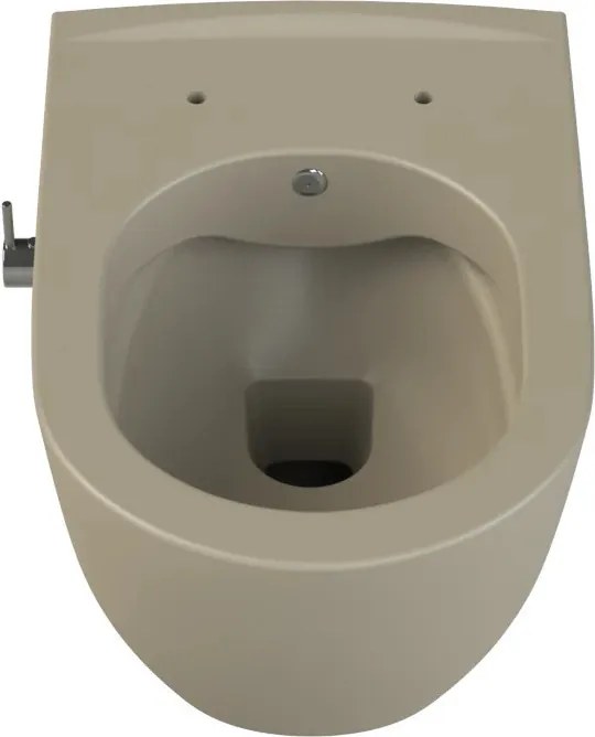 CeraStyle CITY fali WC - MATT BÉZS - BEÉPÍTETT bidé funkcióval - perem nélküli - 53 cm