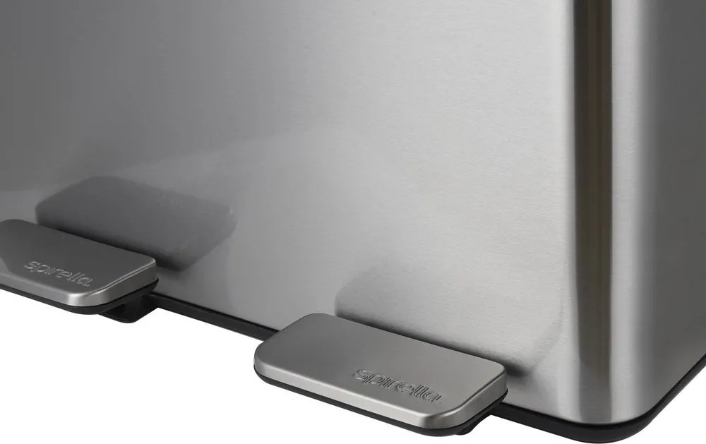 Matt ezüstszínű acél szelektív pedálos szemetes 2x20 l Aliya – Spirella