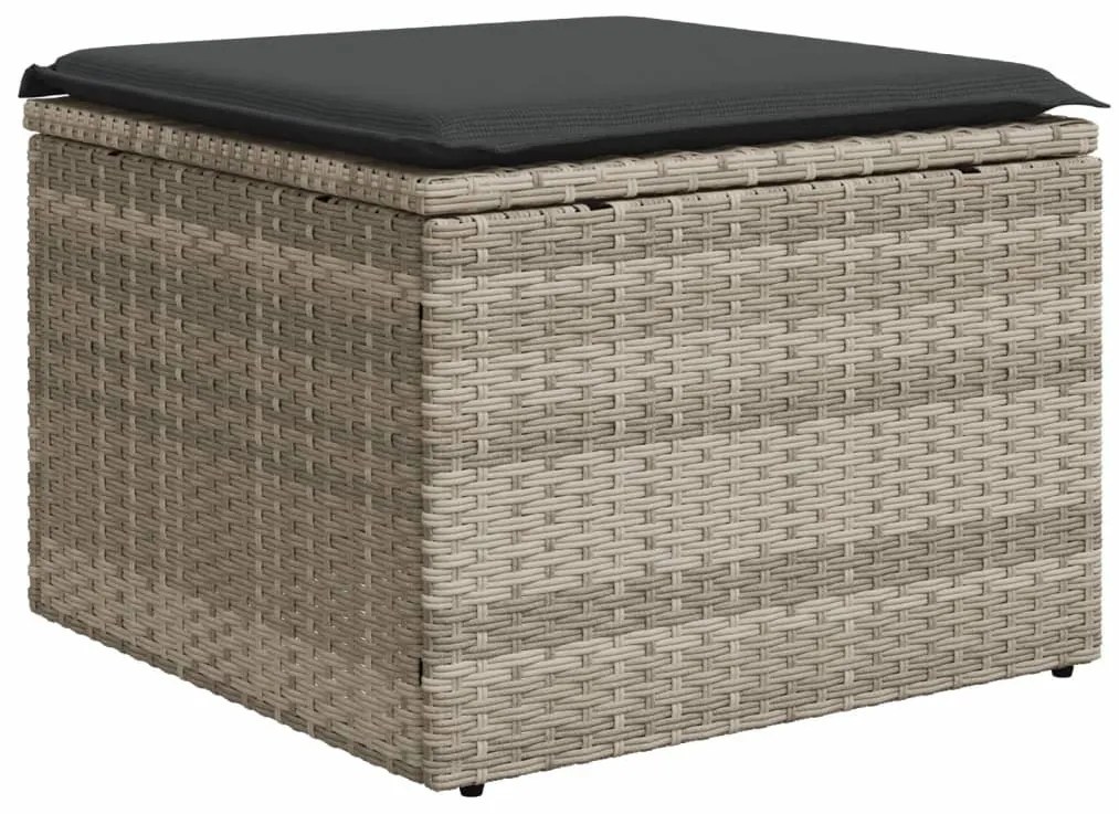 5 részes világosszürke polyrattan kerti ülőgarnitúra párnákkal