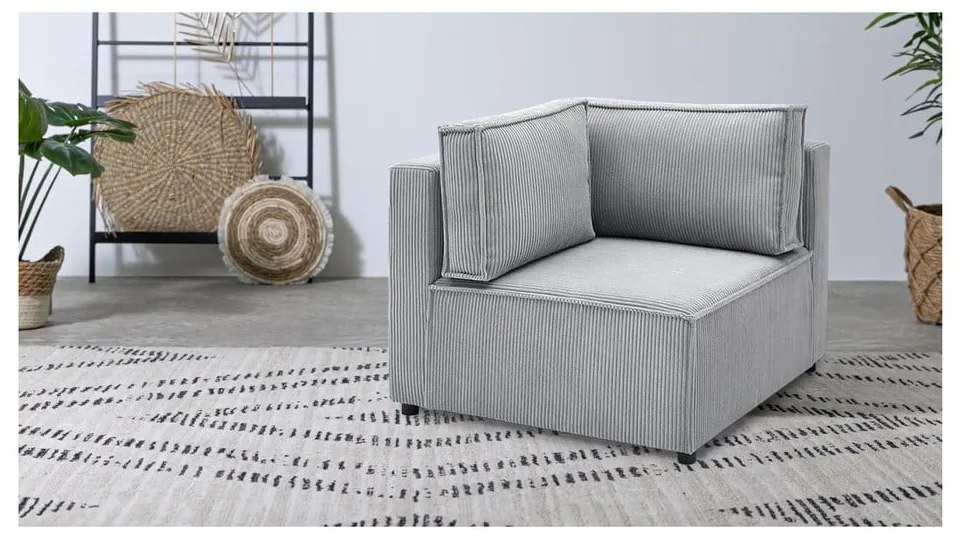 Világosszürke kordbársony kanapé modul (variálható) Nihad modular – Bobochic Paris