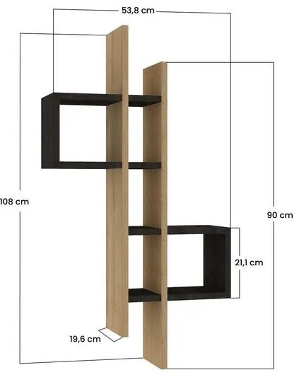 Fali polc Emse - Sapphire Oak, Anthracite