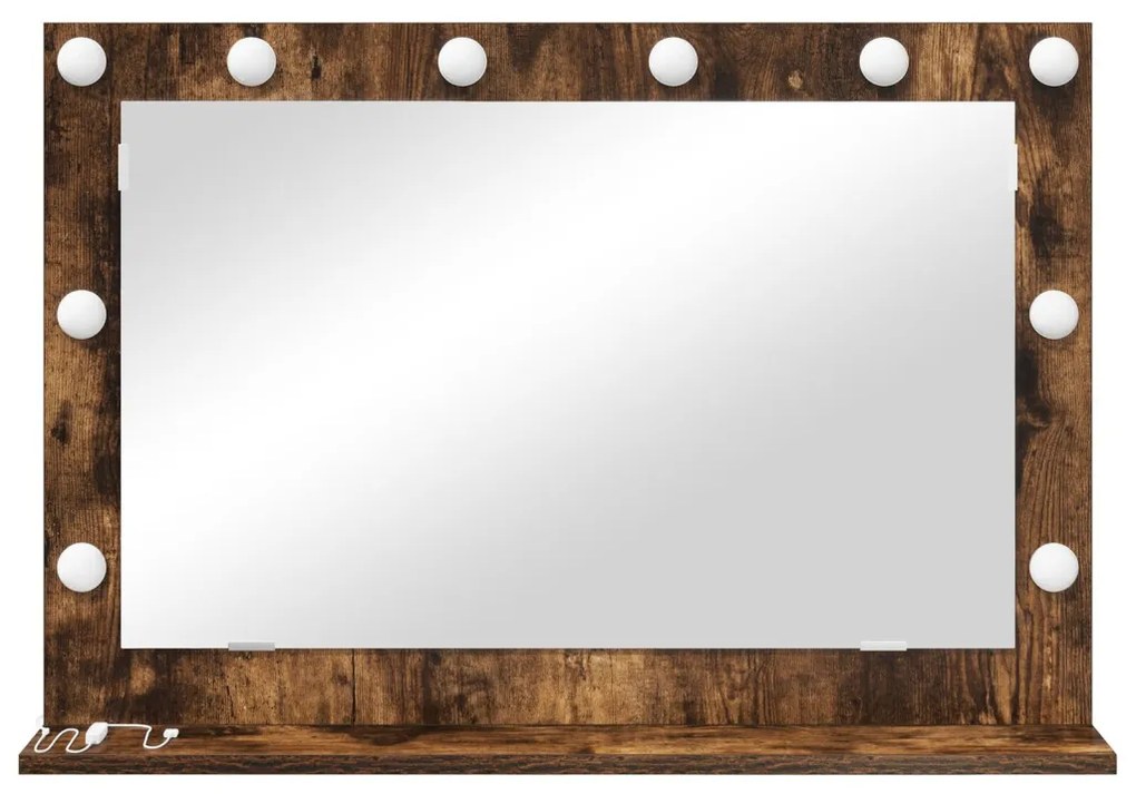 Pipere Tükör Füstölt tölgy Fa és üveg 80 x 55 x 18 cm Tükör