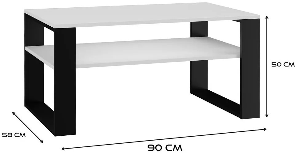 1P dohányzóasztal, fehér-fekete